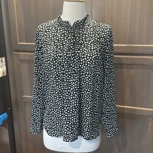 J. Crew Mercentile Size 2 Cream color Hearts Long Sleeve Blouse